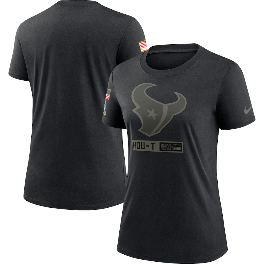 Women's Houston Texans 2020 Black Salute To Service Performance T-Shirt (Run Small)
